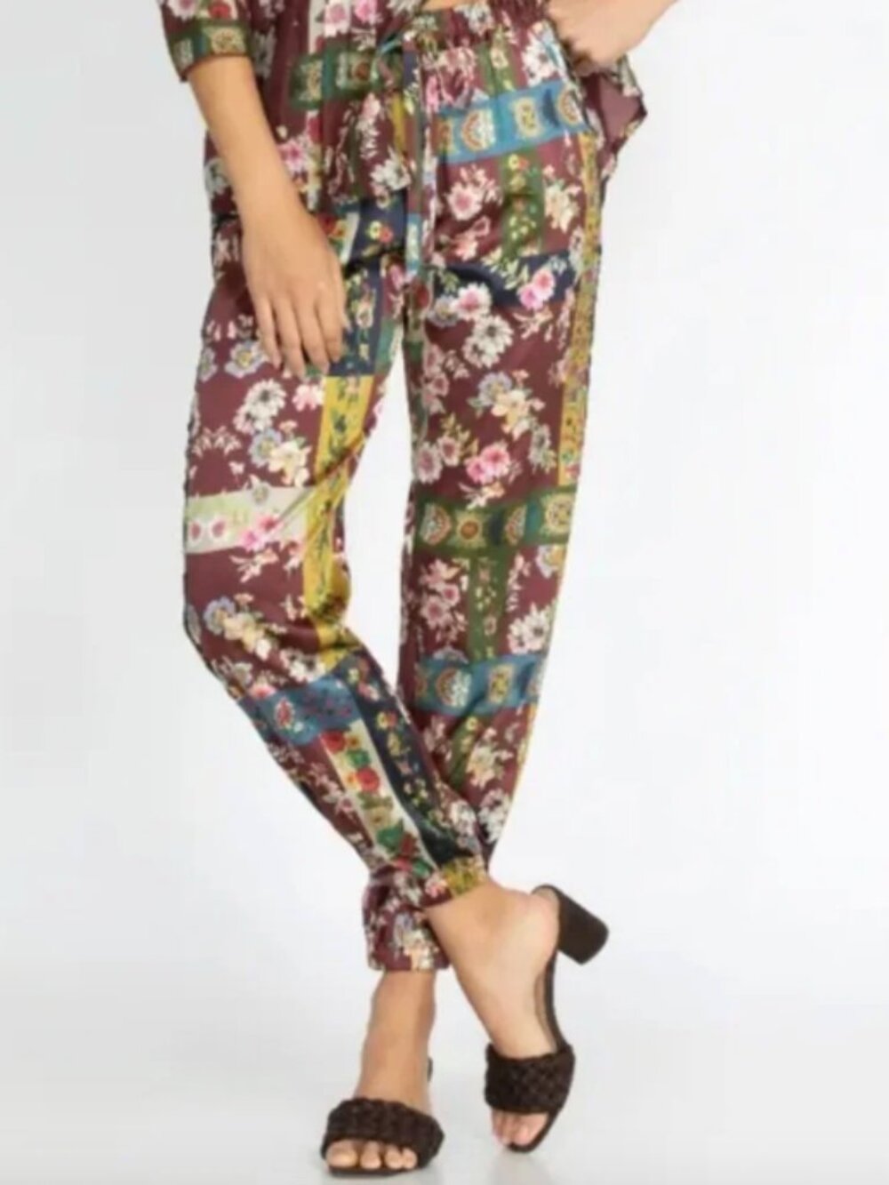 Johnny Was Laurie Presley Silk Floral Jogger XXL